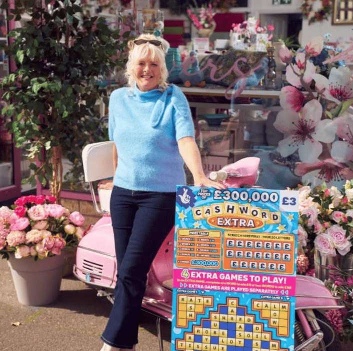 Kate Daven-Thomas plans to carry on working as usual in a Minehead flower shop despite a huge lottery win.