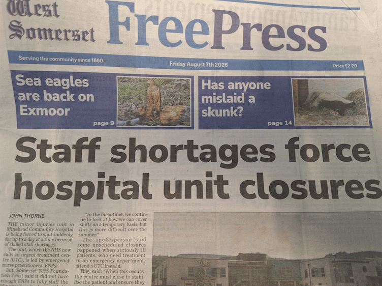 How the Free Press broke the news in August of staff shortage forcing sudden NHS UTC closures.