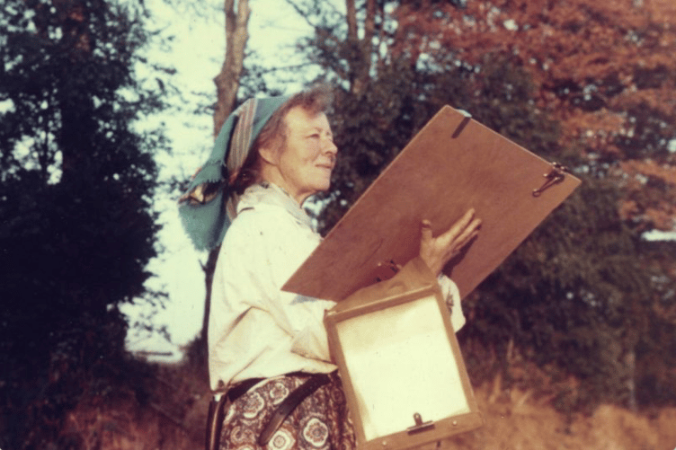 Hope Bourne photographed while drawing on Exmoor in about 1990. PHOTO: Exmoor Society.