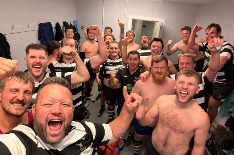 The Babas celebrate after their remarkable victory at Yatton