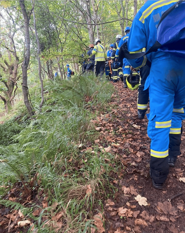 Coastguards on their way to rescue a walker injured in a fall from the South West Coast Path.