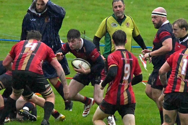 Will Ruell in action for Wiveliscombe against Sherborne last weekend