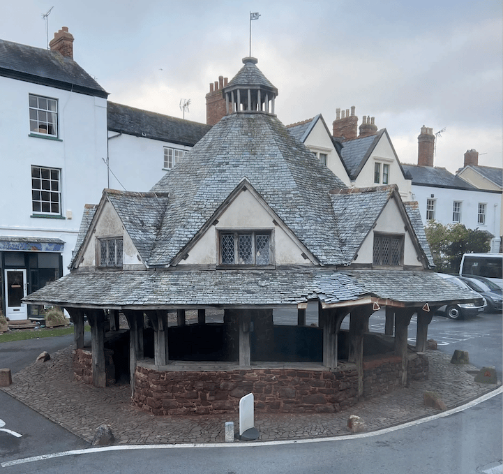 Damage to the roof of Dunster's historic Yarn Market can be seen to the right in this photograph. PHOTO: Mark Taylor.
